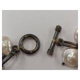 Beautiful Vintage Sterling Silver Pearl Bracelet