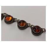 Beautiful Vintage Sterling Silver Amber Necklace