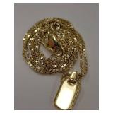 Sterling Silver Gold Tone Box Chain Necklace with Pendant