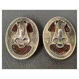 Vintage Sterling Silver Amber Clip-On Earrings