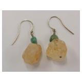 Sterling Silver Raw Citrine Gemstone Earrings