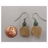 Sterling Silver Raw Citrine Gemstone Earrings