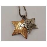 Sterling Silver Double Star Necklace