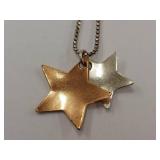 Sterling Silver Double Star Necklace