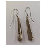 Beautiful Sterling Silver Inlay Drop Earrings 925