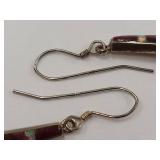 Beautiful Sterling Silver Inlay Drop Earrings 925