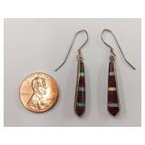 Beautiful Sterling Silver Inlay Drop Earrings 925