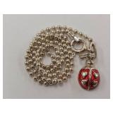 Sterling Silver Ladybug Anklet