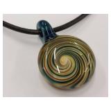 Artistic Swirl Glass Pendant Necklace With Sterling Silver