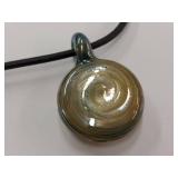 Artistic Swirl Glass Pendant Necklace With Sterling Silver