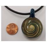 Artistic Swirl Glass Pendant Necklace With Sterling Silver