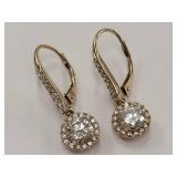 Elegant Sterling Silver Gold Tone Earrings with Stones
