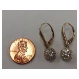 Elegant Sterling Silver Gold Tone Earrings with Stones