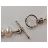 Elegant Sterling Silver Pearl Necklace with Green Stone