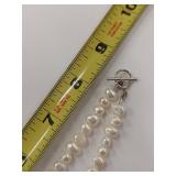 Elegant Sterling Silver Pearl Necklace with Green Stone