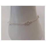 Elegant Sterling Silver Floral Chain Bracelet