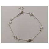 Elegant Sterling Silver Floral Chain Bracelet