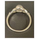 Sterling Silver Polished Stone Ring 925
