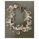 Handcrafted Clear Quartz Crystal Bead Sterling Silver Bracelet