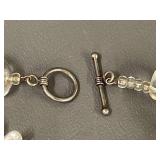 Handcrafted Clear Quartz Crystal Bead Sterling Silver Bracelet