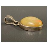 Sterling Silver Oval Opal Pendant Tested