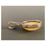 Sterling Silver Oval Opal Pendant Tested