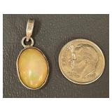 Sterling Silver Oval Opal Pendant Tested