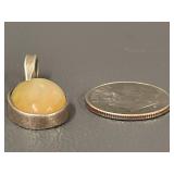 Sterling Silver Oval Opal Pendant Tested