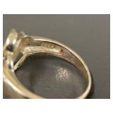 Sterling Silver 925 Floral Design Ring Size 9