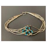 Sterling Silver Turquoise Bead Bracelet