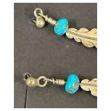 Sterling Silver Feather Earrings with Turquoise