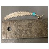 Sterling Silver Feather Earrings with Turquoise