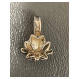 Sterling Silver Lotus Pendant with Pearl
