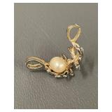 Sterling Silver Lotus Pendant with Pearl