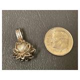 Sterling Silver Lotus Pendant with Pearl