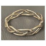 Sterling Silver Braided Ring Tested Silver