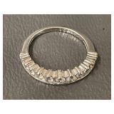 Sterling Silver Ring with Clear Stones, Size 4.5