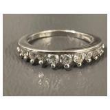 Sterling Silver Ring with Clear Stones, Size 4.5