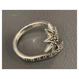 Sterling Silver Star Marcasite Ring 925 Tested