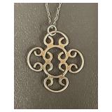 Elegant Sterling Silver Scroll Pendant Necklace