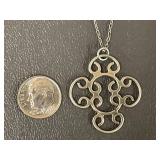 Elegant Sterling Silver Scroll Pendant Necklace