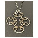 Elegant Sterling Silver Scroll Pendant Necklace