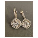 Sterling Silver Halo Earrings with CZ Stones