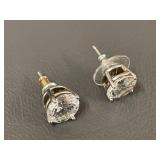 Sterling Silver Stud Earrings with Round Cut Stones