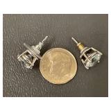 Sterling Silver Stud Earrings with Round Cut Stones