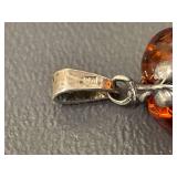 Sterling Silver Heart Amber Pendant 925