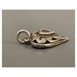 Sterling Silver Heart Pendant with Red Gemstone