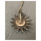 Sterling Silver Sunburst Pendant Necklace 925