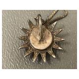 Sterling Silver Sunburst Pendant Necklace 925