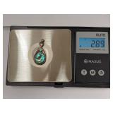 Sterling Silver Abalone Shell Pendant with Gem Accent